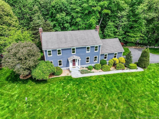 10 Hundred Acres Rd, Newtown, CT 06470 - colonial house with a chimney and a front yard