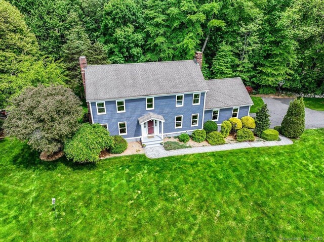 10 Hundred Acres Rd, Newtown, CT 06470 - colonial house with a chimney and a front lawn