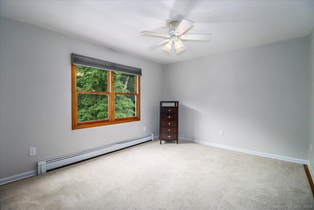 10 Hundred Acres Rd, Newtown, CT 06470 - unfurnished room featuring a baseboard heating unit, carpet floors, a ceiling fan, and baseboards