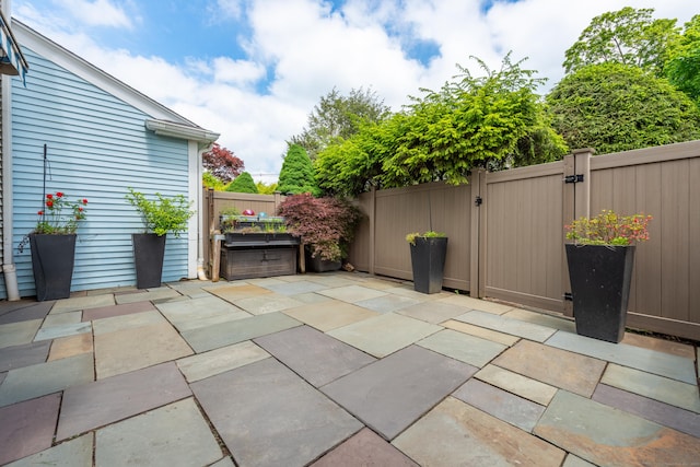 177 S Ave Unit 6, New Canaan, CT 06840 - fenced backyard with a gate and a patio