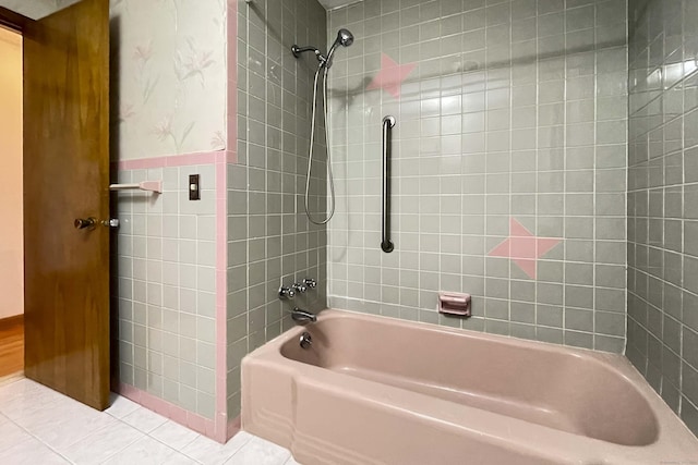 92 Milardo Ln, Middletown, CT 06457 - full bathroom featuring shower / bathtub combination, tile walls, and tile patterned flooring
