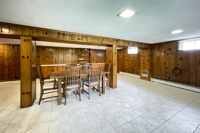 92 Milardo Ln, Middletown, CT 06457 - dining space with baseboard heating and wooden walls