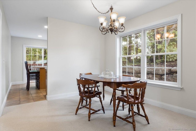 25 Briar Ln Unit 25, Norwich, CT 06360 - carpeted dining space with a chandelier, baseboards, and recessed lighting