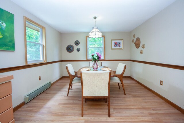 6 Cadwell St, West Hartford, CT 06107 - dining room featuring baseboard heating, healthy amount of natural light, and light wood-type flooring