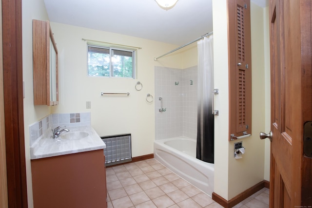 6 Cadwell St, West Hartford, CT 06107 - bathroom with shower / bathtub combination with curtain, vanity, and tile patterned flooring