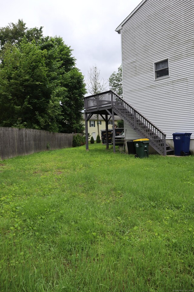 155 Jackson St, Ansonia, CT 06401 - view of yard featuring a deck and stairway