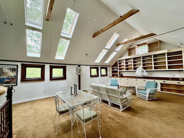 70 River Rd, East Haddam, CT 06423 - carpeted dining room with a skylight and healthy amount of natural light