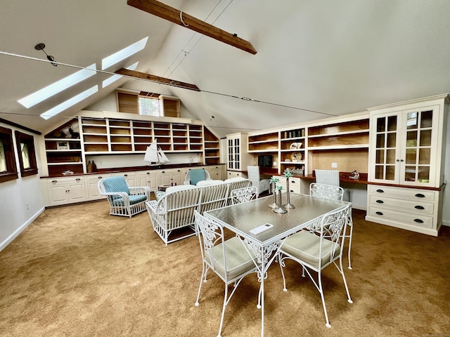 70 River Rd, East Haddam, CT 06423 - dining room with carpet, a skylight, and baseboards