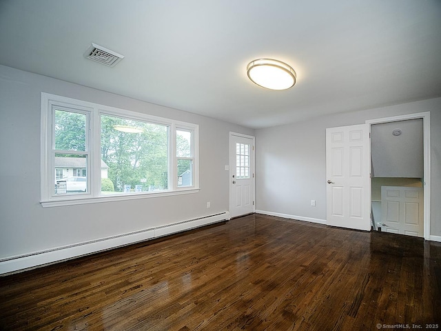 179 Anns Farm Rd, Hamden, CT 06518 - empty room with dark wood-type flooring, baseboard heating, and baseboards