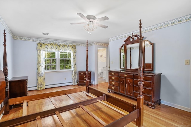 27 Kitcher Ct, Trumbull, CT 06611 - bedroom with light wood-style floors, a baseboard heating unit, ensuite bathroom, and baseboards