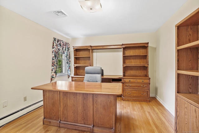 27 Kitcher Ct, Trumbull, CT 06611 - office featuring a baseboard radiator, light wood-type flooring, and baseboards