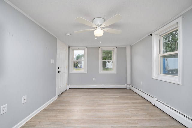 74 Mill St, Middletown, CT 06457 - spare room with a baseboard radiator, light wood-type flooring, a ceiling fan, and a smoke detector