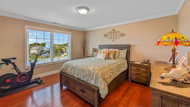 753 N Farms Rd, Wallingford, CT 06492 - bedroom with crown molding, dark wood-style floors, and baseboards