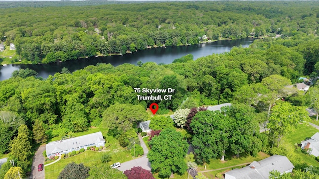 75 Skyview Dr, Trumbull, CT 06611 - drone / aerial view of a heavily wooded area and a large body of water