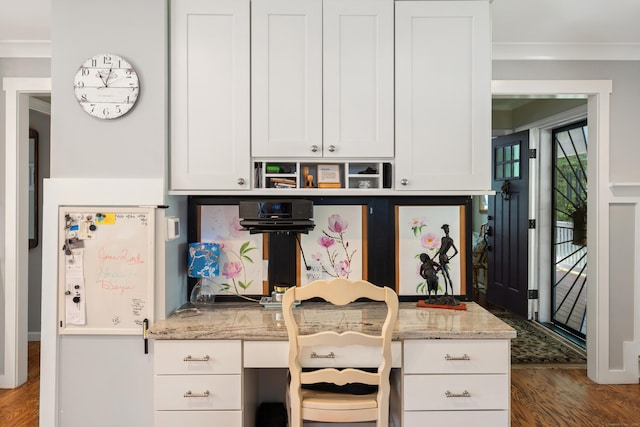 33 Crestview Dr, Brookfield, CT 06804 - kitchen with wood finished floors, white cabinets, and light stone countertops