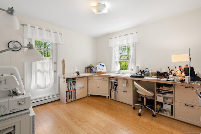 33 Crestview Dr, Brookfield, CT 06804 - office area featuring a baseboard heating unit, healthy amount of natural light, and light wood-style floors