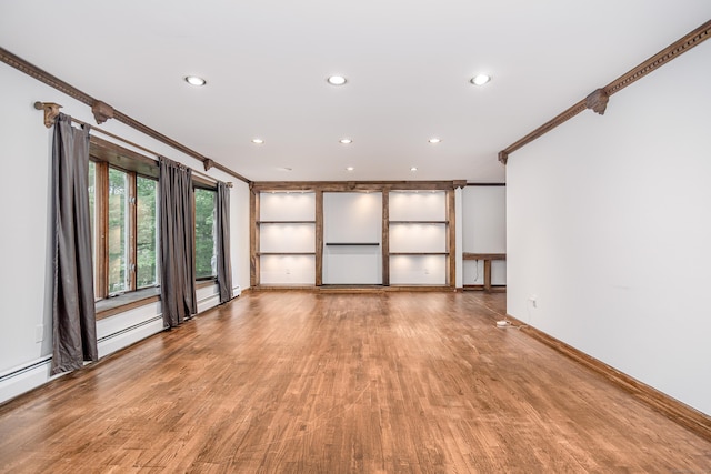 14 Old Bridge Rd W, New Fairfield, CT 06812 - unfurnished living room with crown molding, recessed lighting, light wood-style floors, and baseboards