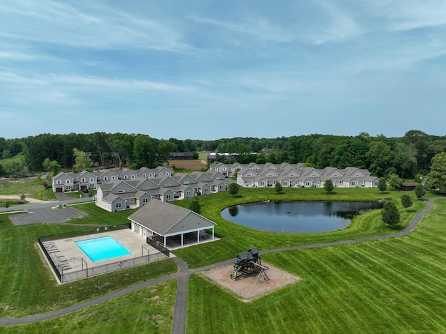 5 Old Village Cir, Windsor, CT 06095 - aerial view of residential area with a pool and a large body of water