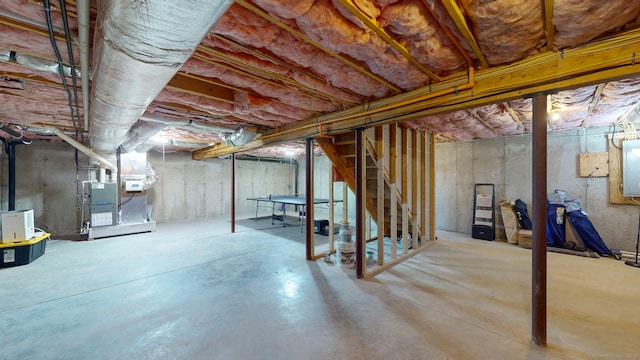 5 Old Village Cir, Windsor, CT 06095 - unfinished basement with stairway and electric panel