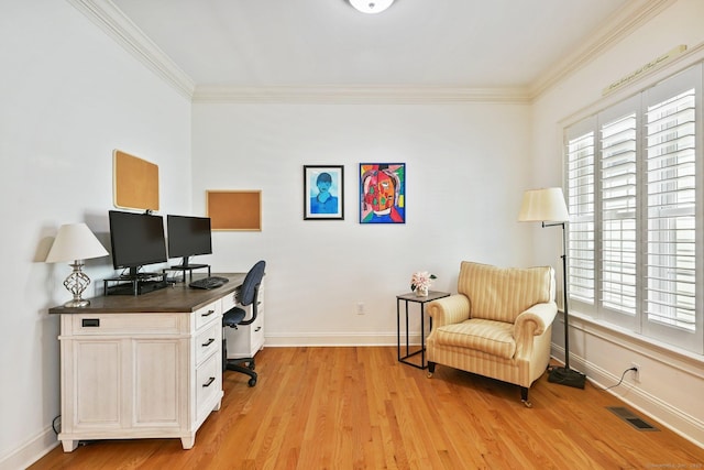 43 Harold St Unit B, Greenwich, CT 06807 - office space with baseboards, crown molding, light wood-style flooring, and healthy amount of natural light