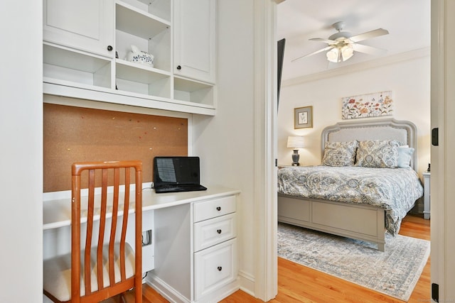 43 Harold St Unit B, Greenwich, CT 06807 - bedroom with light wood-style floors, an office area, and crown molding