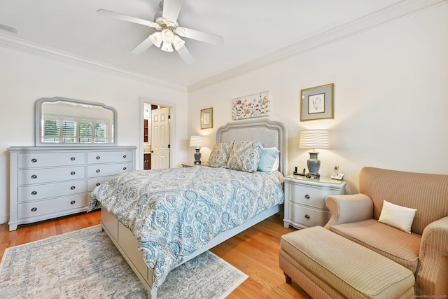 43 Harold St Unit B, Greenwich, CT 06807 - bedroom with ornamental molding, light wood-type flooring, and a ceiling fan