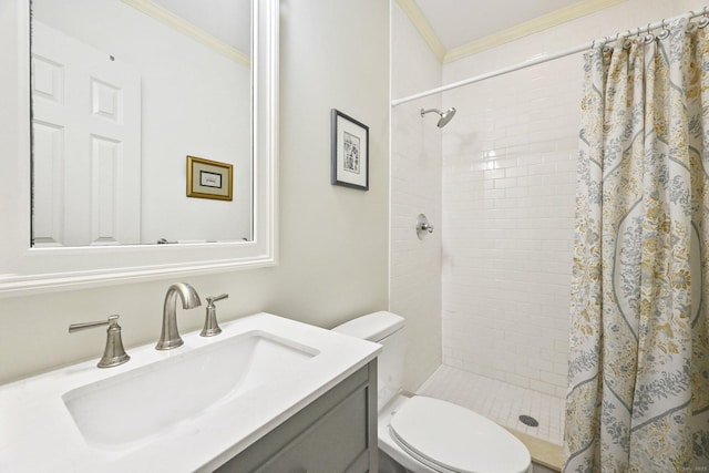 43 Harold St Unit B, Greenwich, CT 06807 - bathroom with tiled shower, vanity, toilet, and ornamental molding