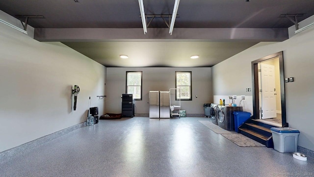 435 Maple Ave, Cheshire, CT 06410 - garage featuring recessed lighting and baseboards