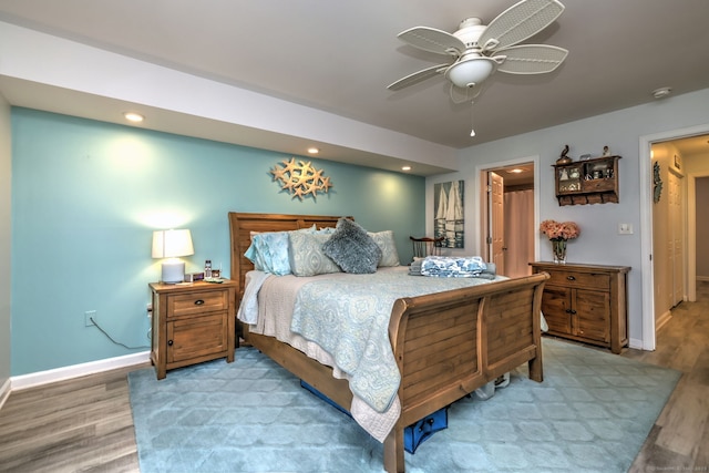 267 Melba St Apt D2, Milford, CT 06460 - bedroom featuring light wood-type flooring, recessed lighting, and ceiling fan