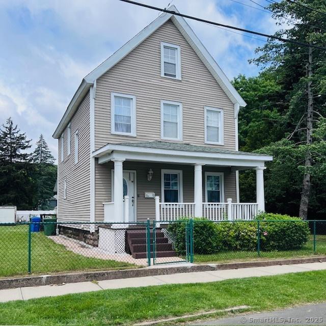 22 Webb St, Hamden, CT 06517 - view of front of property with covered porch and a gate
