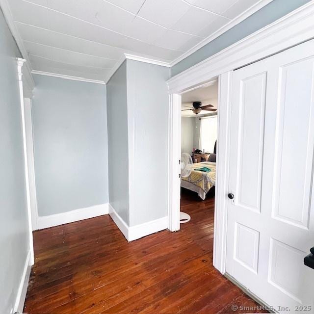 22 Webb St, Hamden, CT 06517 - unfurnished bedroom with crown molding, dark wood-style flooring, and baseboards