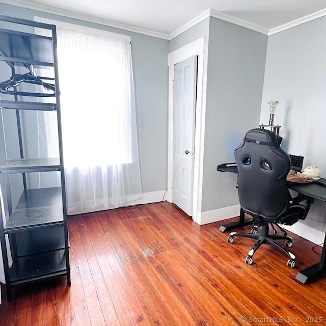 22 Webb St, Hamden, CT 06517 - office space with hardwood / wood-style flooring, baseboards, and ornamental molding