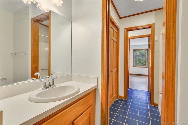 10 Crown Rdg Unit 10, Newington, CT 06111 - bathroom featuring vanity, crown molding, and tile patterned flooring