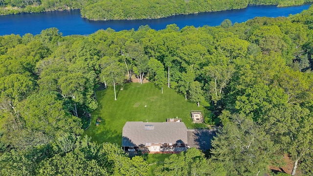 58 Lantern Ridge Rd, New Canaan, CT 06840 - drone / aerial view of a nearby body of water and a forest
