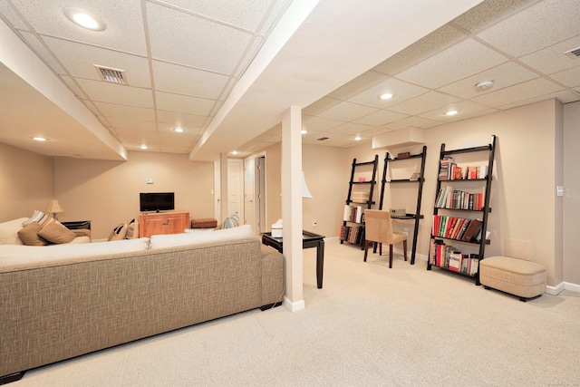136 Thistle Pond Dr Unit 136, Bloomfield, CT 06002 - carpeted living area with a drop ceiling, recessed lighting, and baseboards