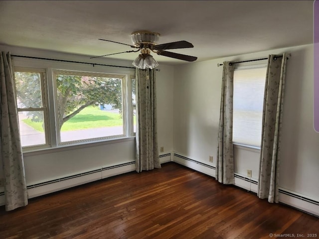 12 Hart Pl, Plainville, CT 06062 - spare room with dark wood finished floors, baseboard heating, and ceiling fan