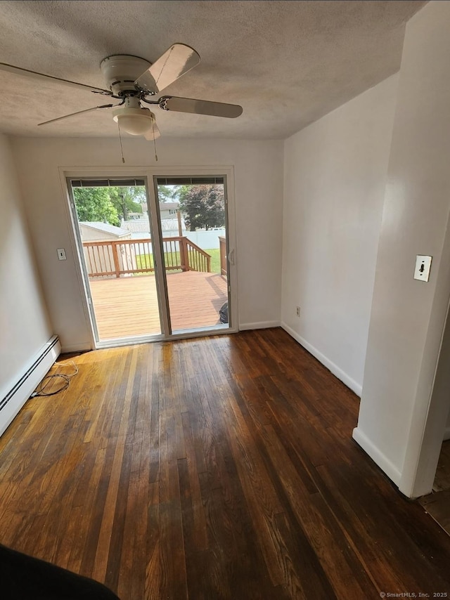 12 Hart Pl, Plainville, CT 06062 - spare room featuring hardwood / wood-style floors, ceiling fan, a textured ceiling, and a baseboard radiator