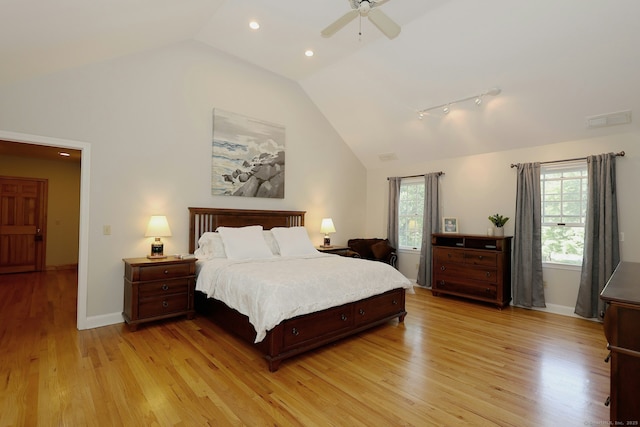 108 Northwood Dr, Easton, CT 06612 - bedroom featuring vaulted ceiling, multiple windows, light wood-type flooring, recessed lighting, and baseboards