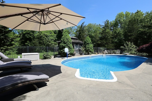 108 Northwood Dr, Easton, CT 06612 - view of pool with a patio area and view of wooded area