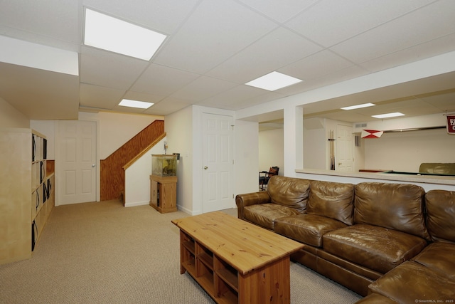 108 Northwood Dr, Easton, CT 06612 - living area featuring light carpet and a paneled ceiling