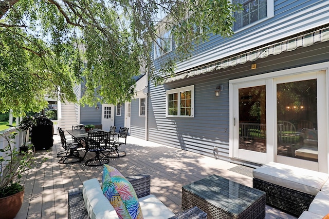 108 Northwood Dr, Easton, CT 06612 - view of patio featuring outdoor dining area and a deck