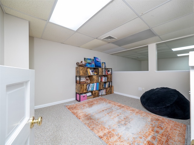 10 Wilton Hls Unit 10, Wilton, CT 06897 - finished below grade area with a drop ceiling, carpet, and baseboards