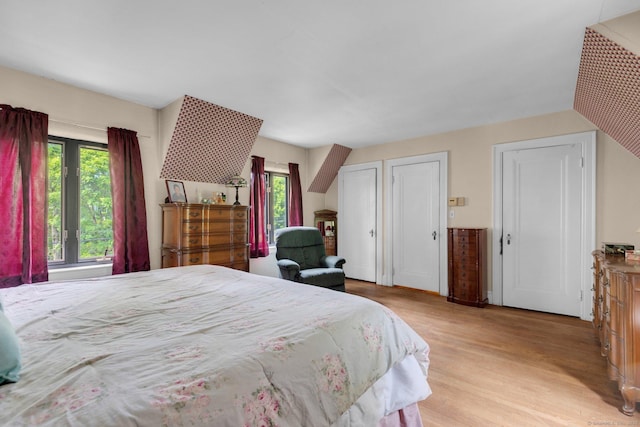 73 Hemlock Rd, New Haven, CT 06515 - bedroom featuring light wood-style flooring and two closets