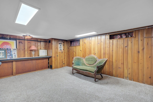 73 Hemlock Rd, New Haven, CT 06515 - sitting room with carpet flooring and wood walls
