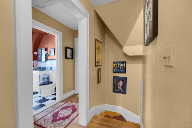 73 Hemlock Rd, New Haven, CT 06515 - hall featuring wood finished floors and baseboards