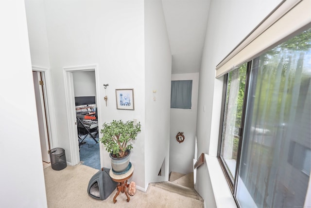 26 Evergreen Rd Unit 26, Torrington, CT 06790 - hallway featuring carpet flooring, an office area, and lofted ceiling