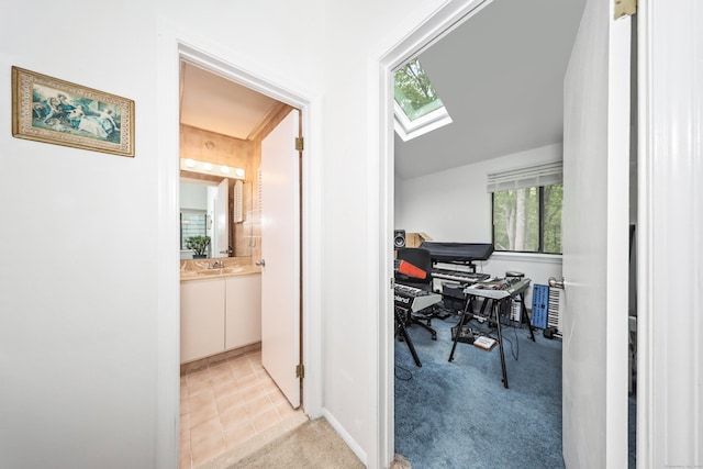 26 Evergreen Rd Unit 26, Torrington, CT 06790 - home office featuring a skylight, light colored carpet, and a sink