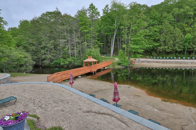26 Evergreen Rd Unit 26, Torrington, CT 06790 - view of yard with a wooded view, a water view, and a gazebo