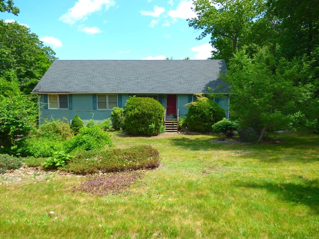 62 Bascom Rd, Lebanon, CT 06249 - view of front of house with a shingled roof and a front lawn