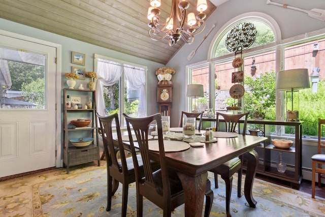 56 Giants Neck Rd, East Lyme, CT 06357 - dining room with vaulted ceiling and a chandelier
